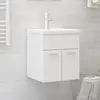 Image de vidaXL Armoire d'évier Blanc Aggloméré avec lavabo intégré