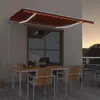 Image de vidaXL Auvent automatique capteur de vent/LED 400x300 cm Orange/marron