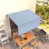Image de vidaXL Auvent rétractable manuel avec store 3,5x2,5 m Bleu et blanc