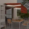 Image de vidaXL Auvent manuel avec store LED - Orange et marron