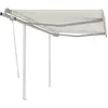 Image de vidaXL Auvent manuel rétractable poteaux 3x2,5 m Crème