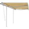 Image de vidaXL Auvent manuel avec poteaux 3x2,5 m Jaune et blanc