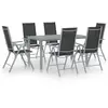 Image de Ensemble à manger de jardin 7 pcs aluminium argenté et noir
