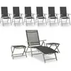 Image de vidaXL Salon de jardin 9 pcs - Noir et argenté