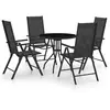Image de vidaXL Ensemble à manger jardin 5 pièces Aluminium Textilène Noir