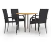 Image de Ensemble à manger de jardin 5 pcs - Résine tressée noire