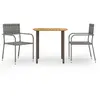Image de VIDAXL Ensemble à manger de jardin 3 pcs - Gris Résine Tressée