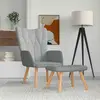 Image de vidaXL Chaise de relaxation et tabouret Gris clair