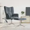 Image de vidaXL Chaise de relaxation avec tabouret - Gris Foncé Velours
