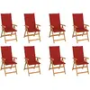 Image de vidaXL Chaises jardin avec coussins - Lot de 8 - Teck solide