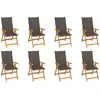 Image de vidaXL Chaises inclinables de jardin lot de 8 - Teck solide