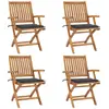 Image de vidaXL Chaises pliables de jardin avec coussins 4 pcs Teck