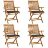 Image de vidaXL Chaises pliables de jardin avec coussins lot de 4 Teck solide