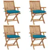 Image de VIDAXL Chaises pliables de jardin avec coussins 4 pcs - Teck