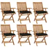 Image de vidaXL Chaises pliables de jardin avec coussins lot de 6 Bois de teck