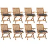 Image de vidaXL Chaises pliables de jardin avec coussins - Teck solide