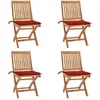 Image de vidaXL Chaises pliables de jardin avec coussins lot de 4 Teck solide