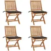 Image de vidaXL Lot de 4 Chaises pliantes Teck Taupe