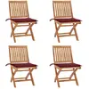 Image de vidaXL Lot de 4 Chaises pliables - Teck solide