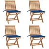 Image de vidaXL Chaises pliables de jardin avec coussins lot de 4 Teck solide