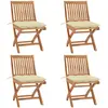 Image de VIDAXL Lot de 4 Chaises pliables avec coussins - Teck solide