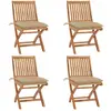 Image de vidaXL Chaises pliables de jardin avec coussins lot de 4 Teck solide