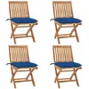 Image de vidaXL Chaises pliables de jardin avec coussins lot de 4 Teck solide