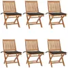 Image de vidaXL Chaises pliantes avec coussins, 6 pièces, en teck massif