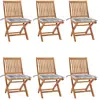 Image de vidaXL Chaises pliables de jardin avec coussins lot de 6 Bois de teck