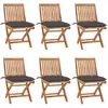 Image de vidaXL Chaises pliantes avec coussins, 6 pièces, en teck massif