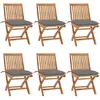 Image de VIDAXL Chaises pliables de jardin avec coussins 6pcs - Teck