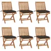 Image de vidaXL Chaises pliables de jardin avec coussins lot de 6 Bois de teck