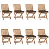 Image de vidaXL Chaises pliables avec coussins (lot de 8) Teck solide