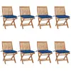 Image de vidaXL Chaises pliantes avec coussins, 8 pièces, en teck massif