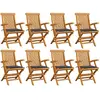 Image de vidaXL Chaises de jardin avec coussins anthracite - Lot de 8 - Teck massif