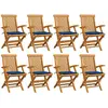 Image de vidaXL Chaises de jardin avec coussins bleu royal lot de 8 Teck massif