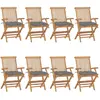 Image de vidaXL Chaises de jardin teck massif - Lot de 8 avec coussins gris