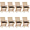 Image de vidaXL Chaises de jardin avec coussins - Bois teck massif - Noir