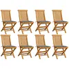 Image de vidaXL Chaises de jardin avec coussins gris lot de 8 - Teck