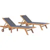 Image de vidaXL Chaises Longues en Teck - Lot de 2