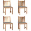 Image de vidaXL Chaises de jardin avec coussins - Lot de 4 - Teck massif