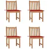 Image de vidaXL Chaises de jardin 4 pcs Teck massif avec coussins