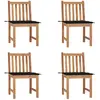 Image de vidaXL Chaises de jardin Bois teck coussins Noir - Lot de 4