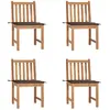 Image de vidaXL Chaises de jardin en teck (4 pcs) - Coussins taupe