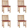 Image de VIDAXL Chaises de jardin - Teck & Coussins rouge