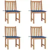 Image de Vidaxl Chaises de jardin et coussins - Bois de teck (lot de 4)