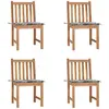 Image de vidaXL Chaises de jardin teck massif - Lot de 4 avec coussins