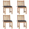 Image de vidaXL Chaises de jardin lot de 4 avec coussins - Bois de teck massif