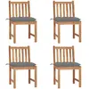 Image de vidaXL Chaises de jardin avec coussins - Lot de 4 - Bois de teck massif