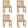 Image de vidaXL Chaises de jardin 4 pièces teck massif